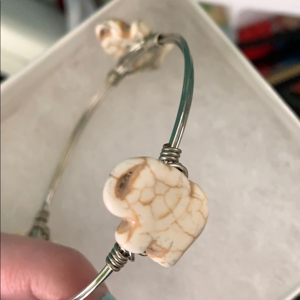 Elephant silver bangle